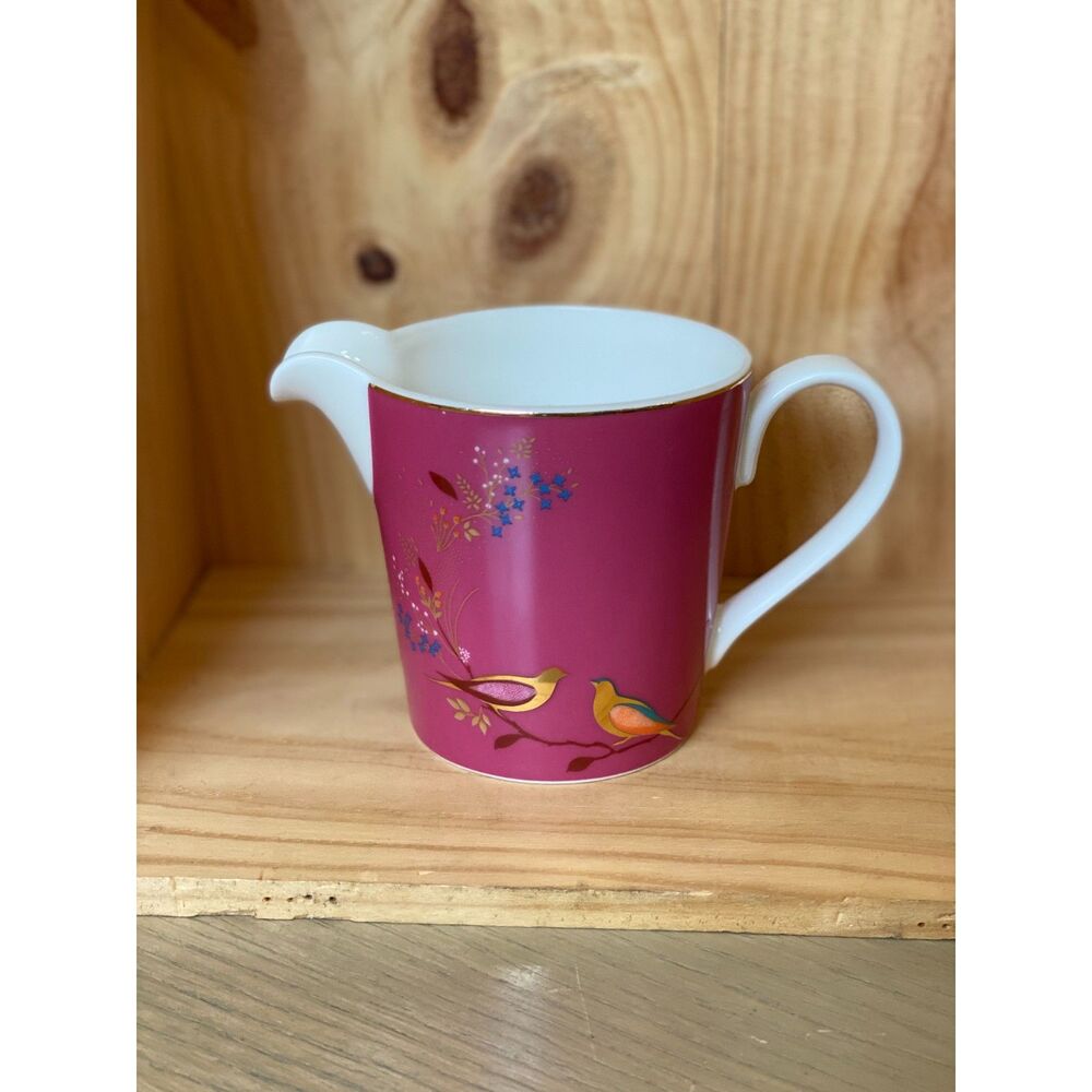 Sara Miller London Chelsea Porcelain Dark Grey Lidded Sugar Bowl & Pink Creamer